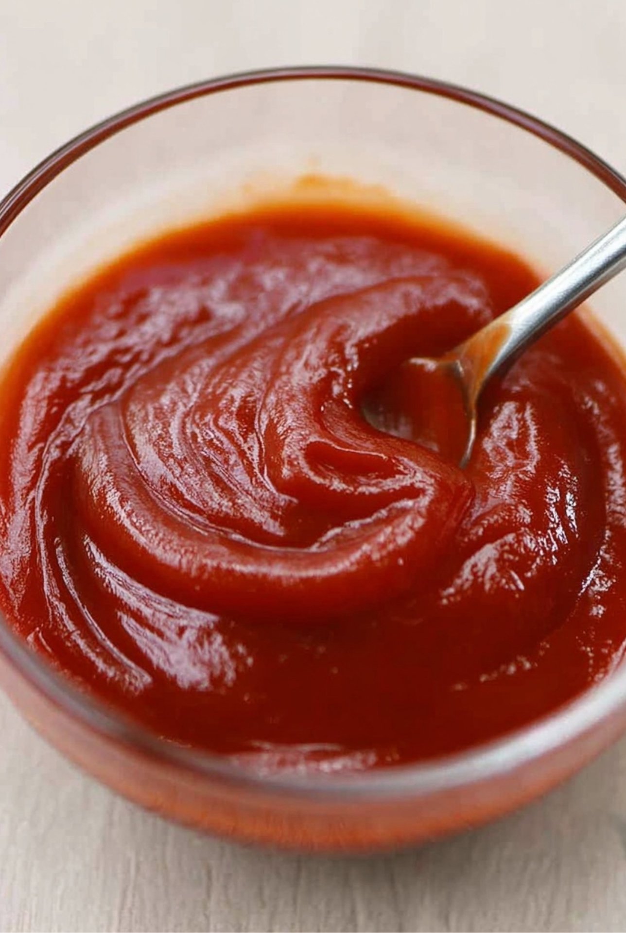 Bowl of ketchup-based glaze for meatloaf – easy meatloaf recipe with mustard sauce topping.