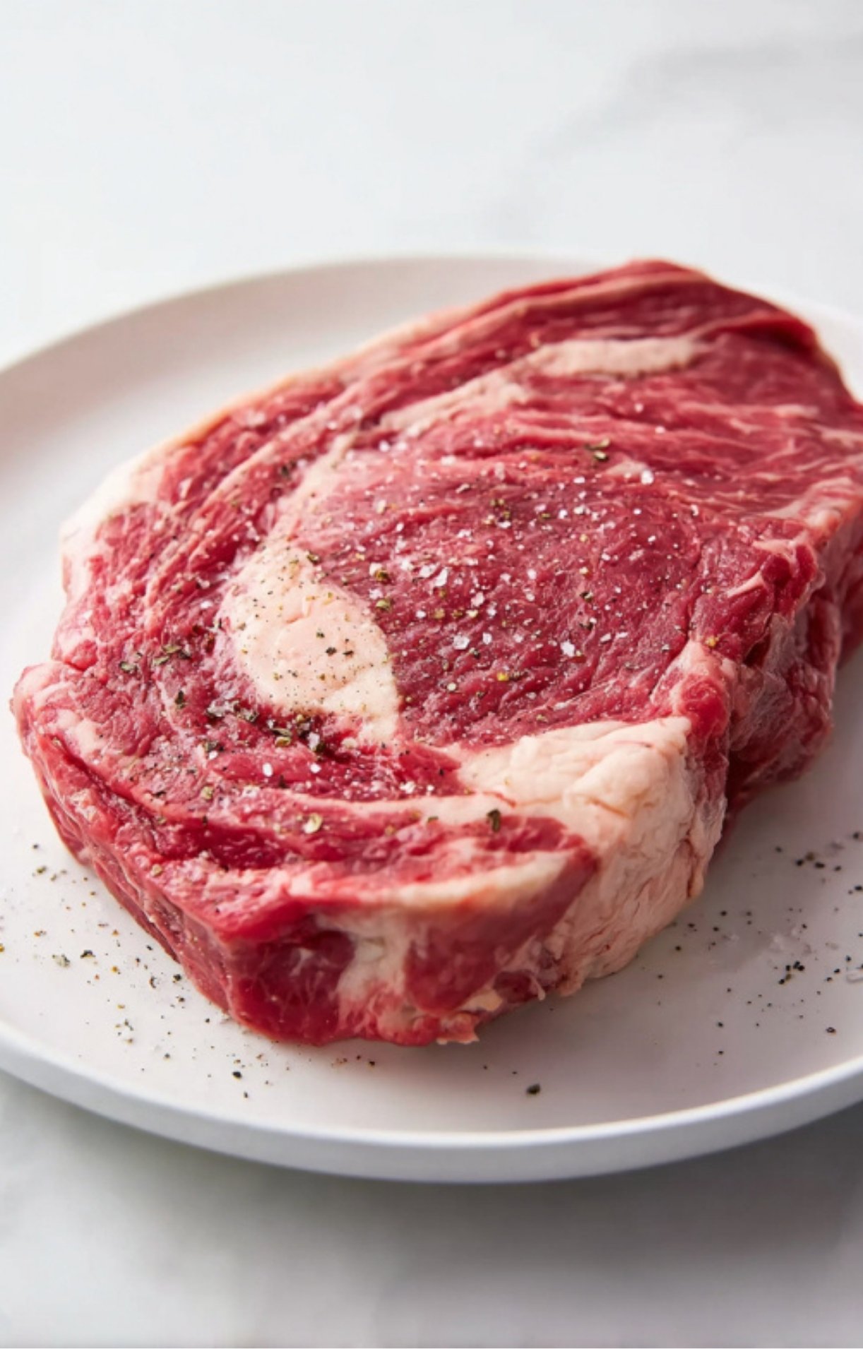 Raw, marbled beef chuck roast seasoned with salt and pepper, ready for slow cooking.