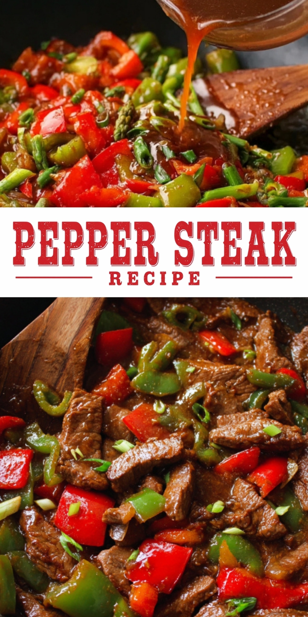 Homemade pepper steak with tender beef and colorful bell peppers in savory sauce, shown in a skillet and served as a delicious weeknight dinner.