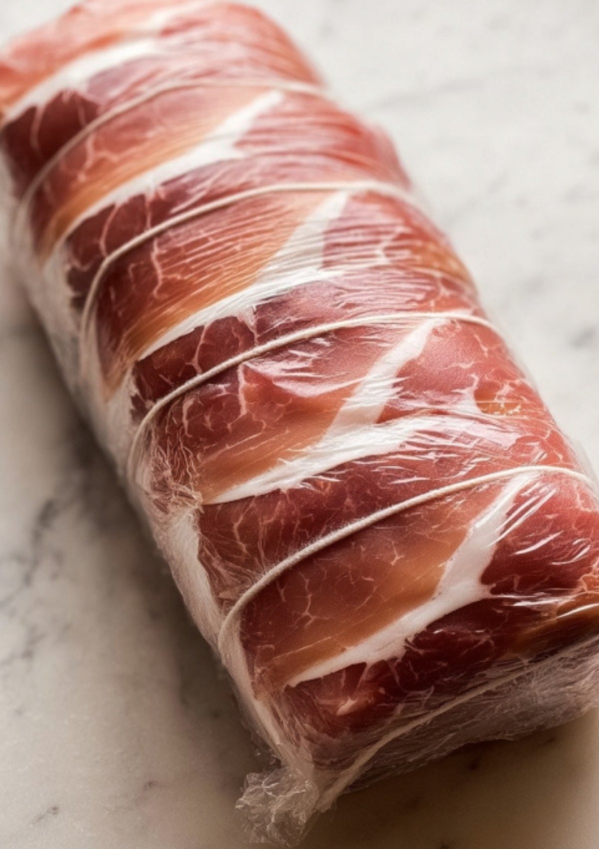 Sliced air fryer beef wellington served on a plate with broccolini, showing the crisp pastry and tender beef for a special occasion meal.