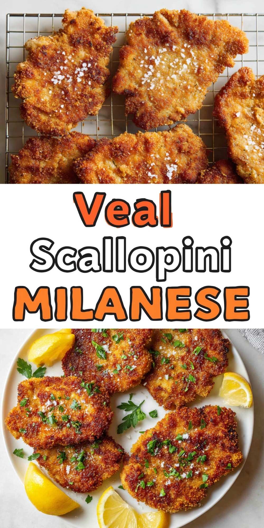 Crispy veal scallopini Milanese served with fresh parsley and lemon wedges. Easy Italian breaded cutlets perfect for family dinner or special occasions.