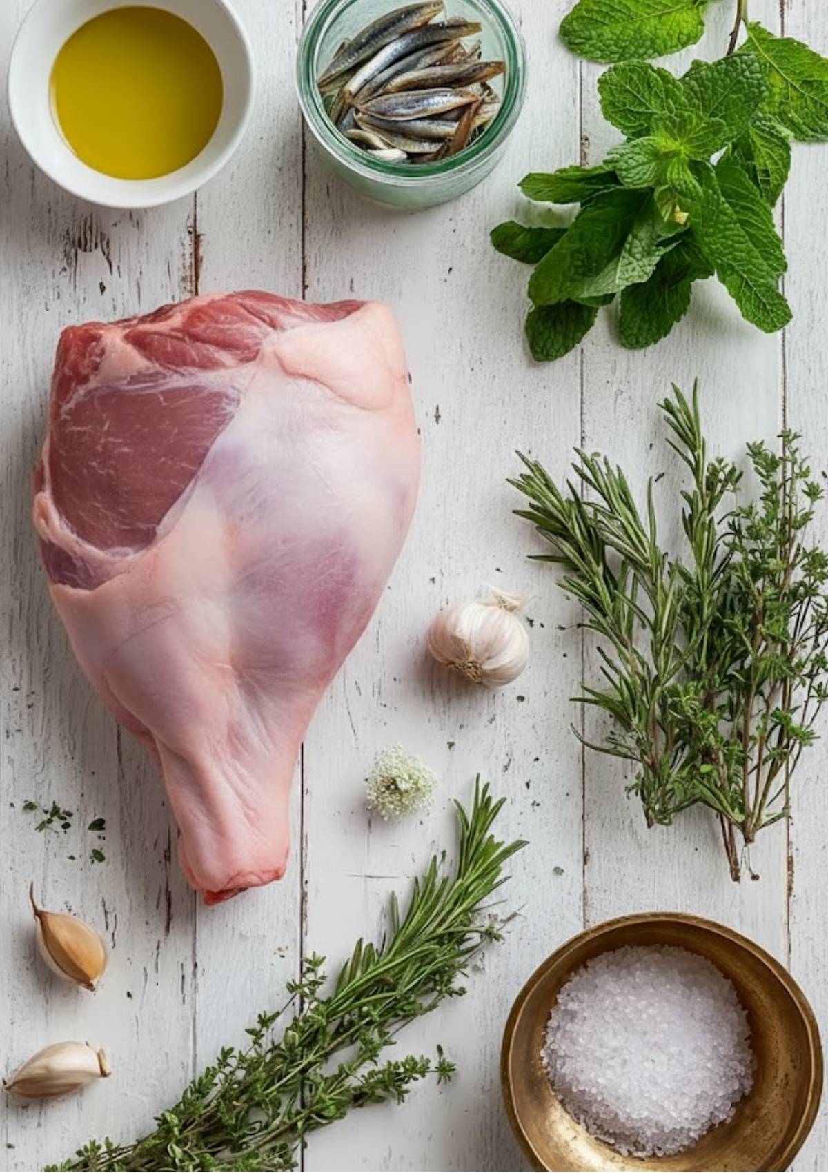 Collage pin featuring sliced herb-crusted butterflied lamb and a text overlay, perfect for saving on Pinterest