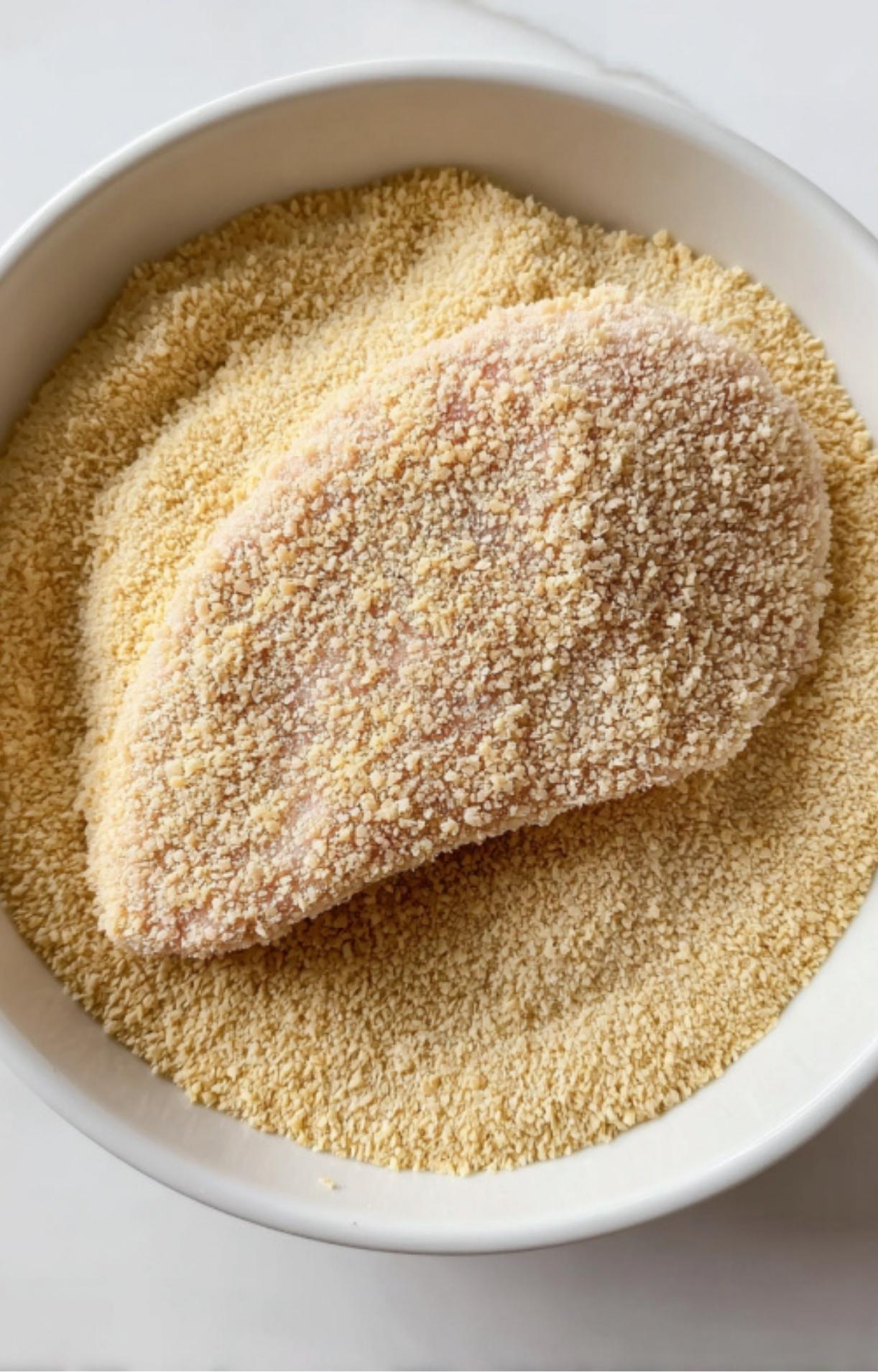 Thin veal cutlet coated in golden breadcrumbs for scallopini