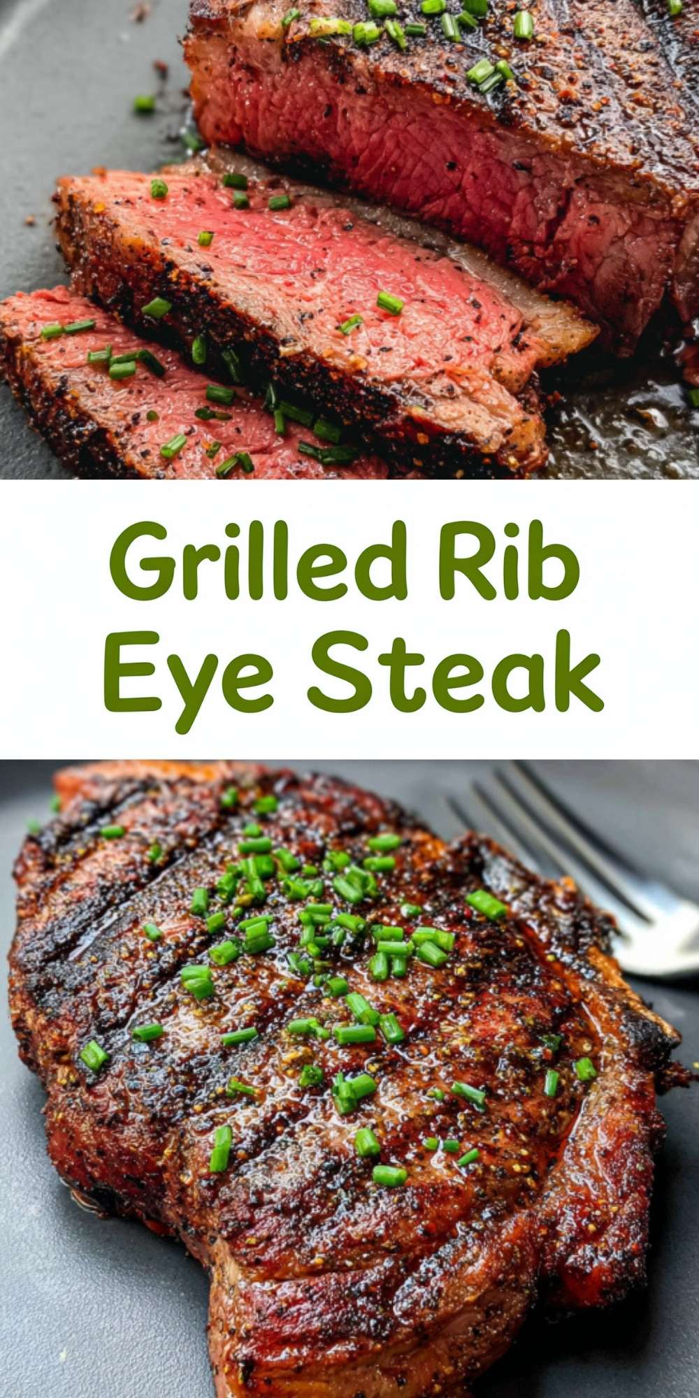 Slices of grilled ribeye showing a warm pink medium-rare center, juicy texture, and a charred exterior seasoned with herbs.