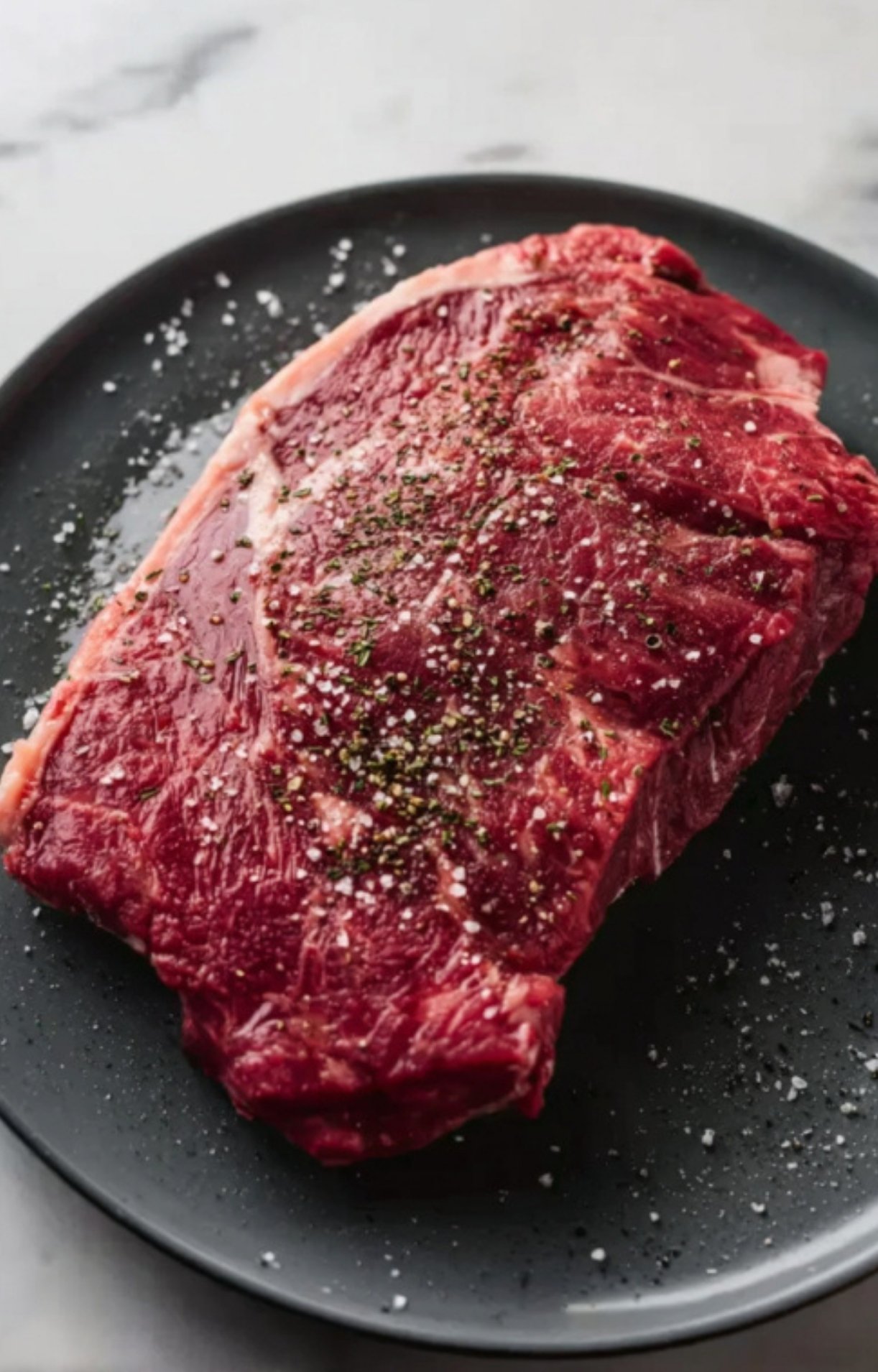 Raw skirt steak generously seasoned with salt and pepper, ready to grill. Best for outdoor cooking, steak nights, and easy family dinners.