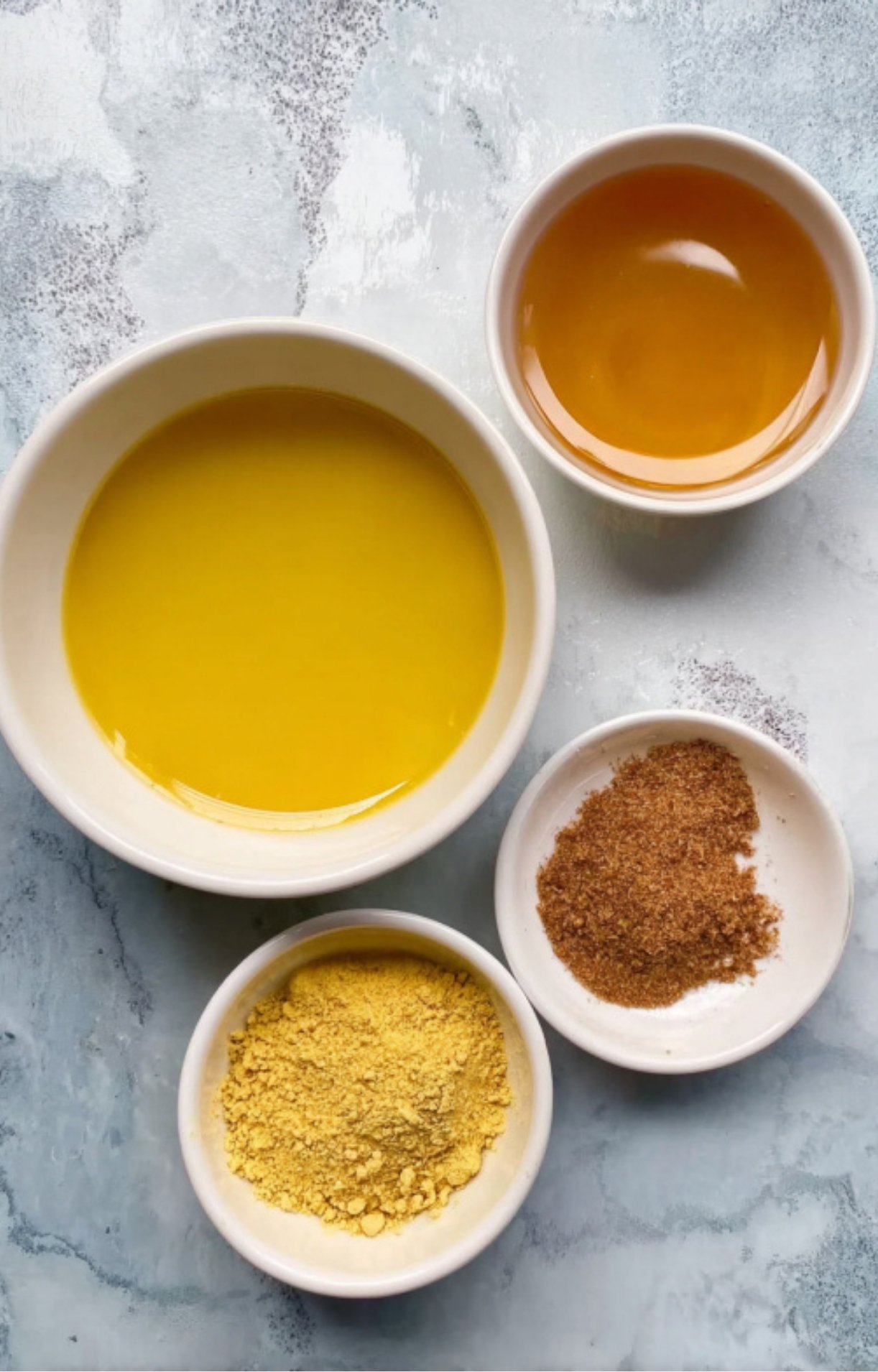 Ingredients for homemade glaze: pineapple juice, honey, spices, mustard