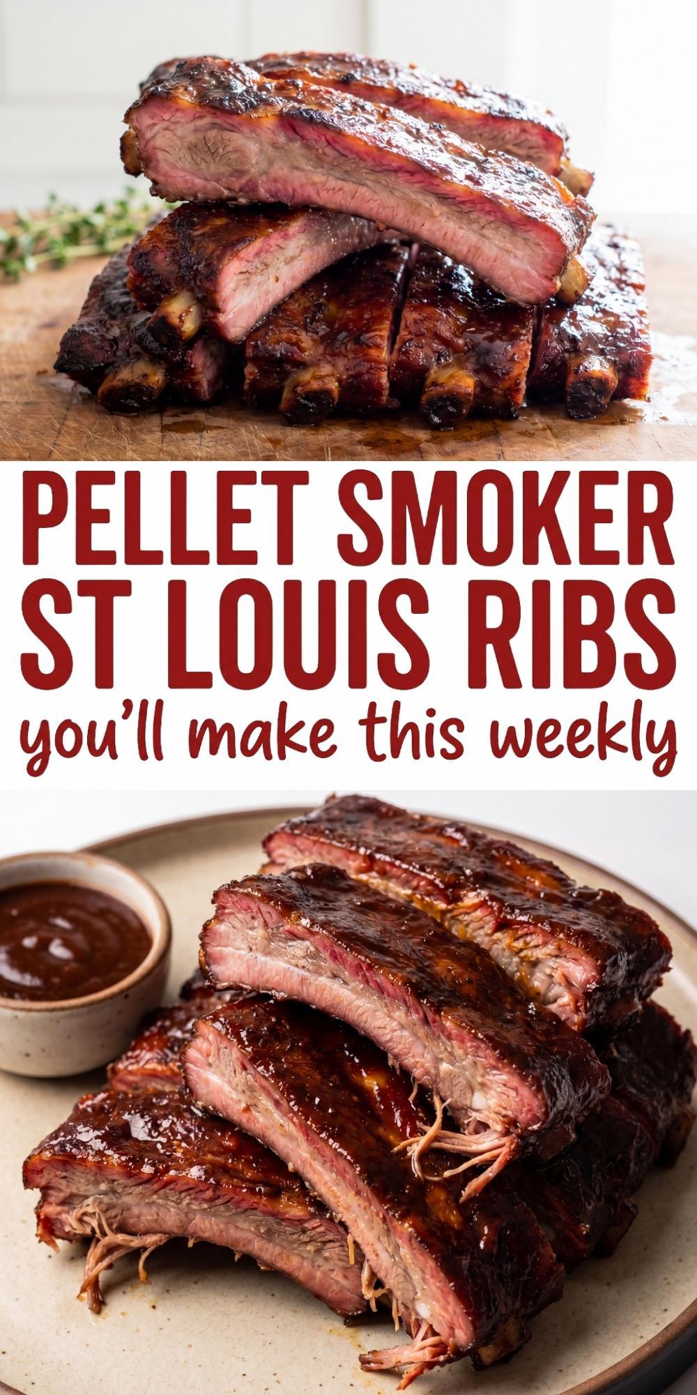 stacked bbq ribs with text pellet smoker St Louis ribs you will make this weekly