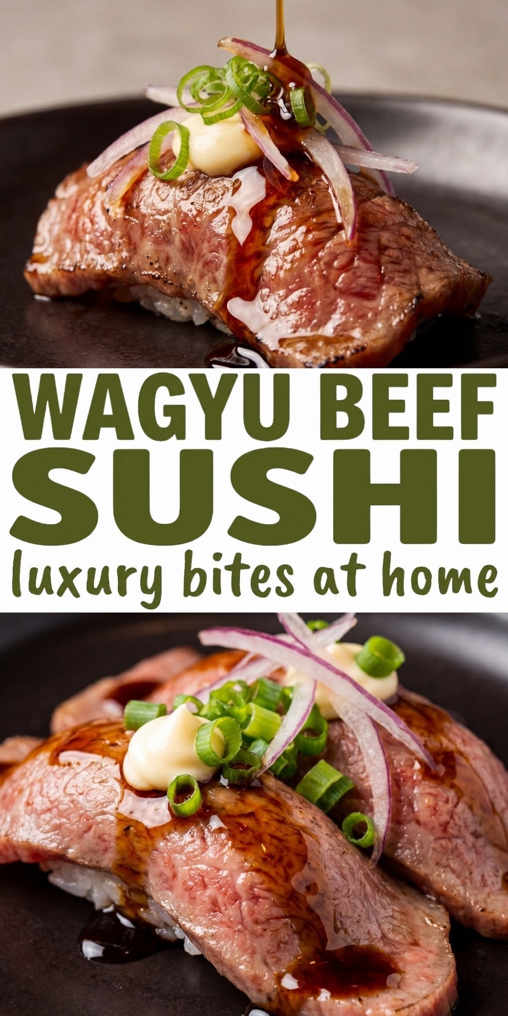 wagyu beef sushi with sauce drizzle luxury bites at home easy wagyu beef sushi recipe