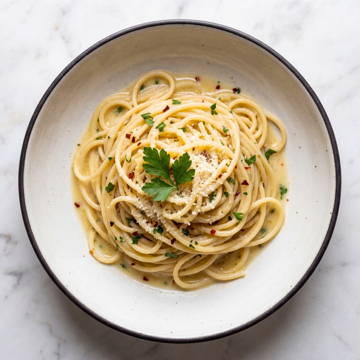 cowboy butter spaghetti topped with parmesan cheese and herbs creamy pasta recipe