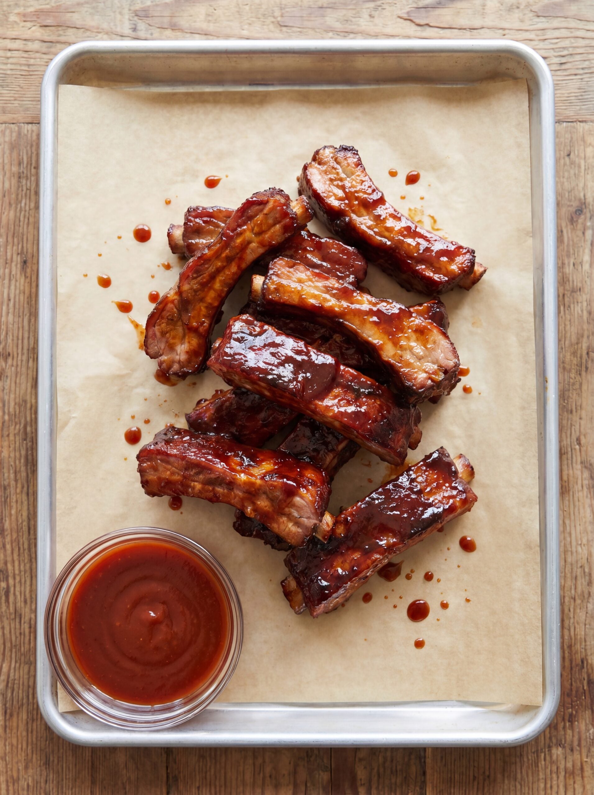 plate of country style ribs with bbq sauce ready to serve