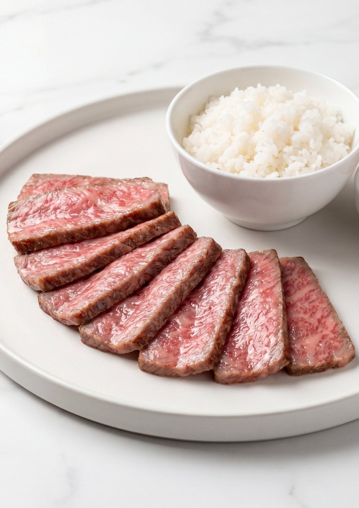 Japanese A5 wagyu beef recipe sliced steak close up showing rich marbling buttery texture and juicy pan seared finish