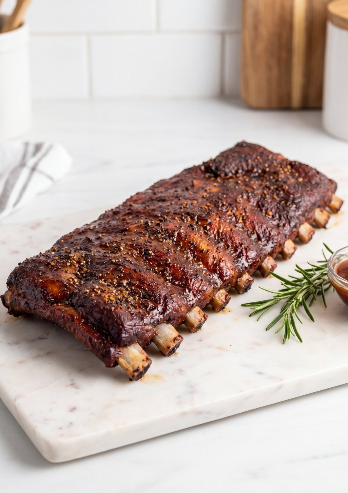 full rack of smoked ribs with crispy bark from easy dry rub rib recipe pellet smoker