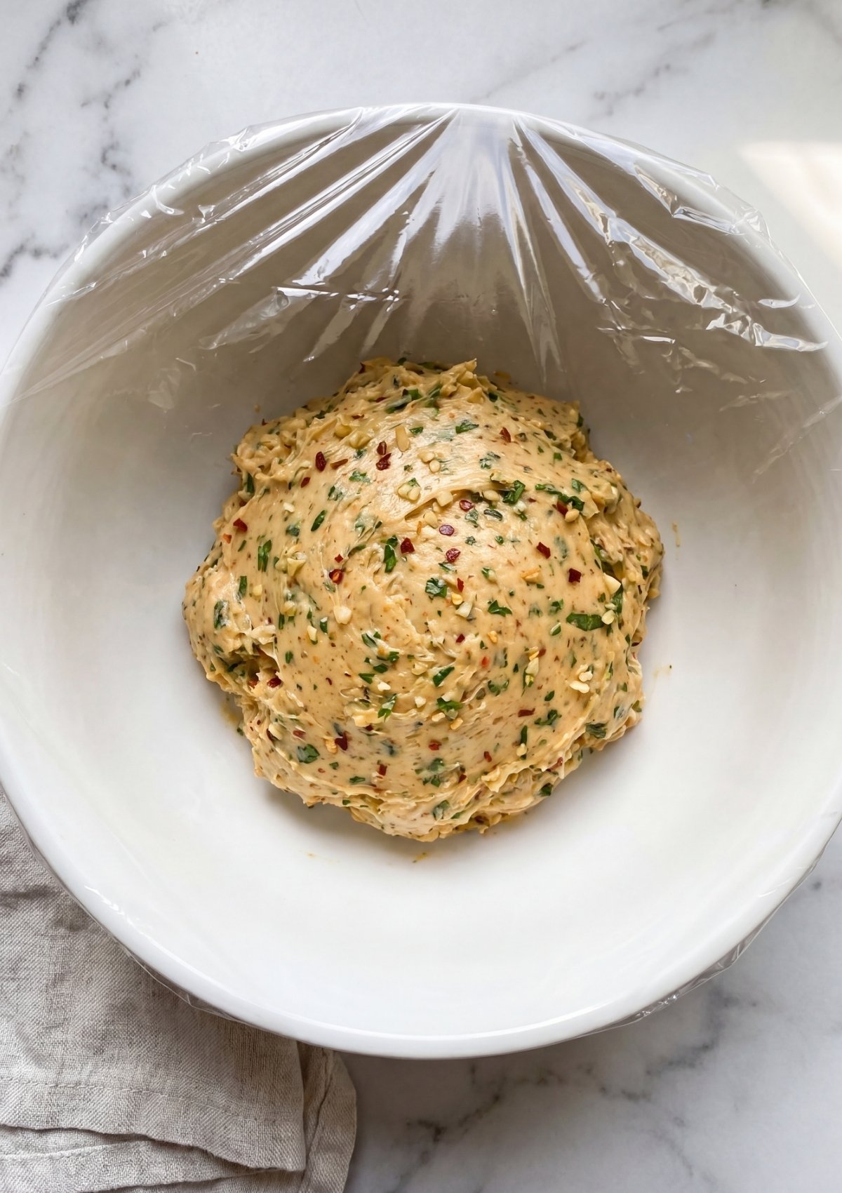 homemade cowboy butter with herbs spices and garlic prepared for cowboy butter spaghetti