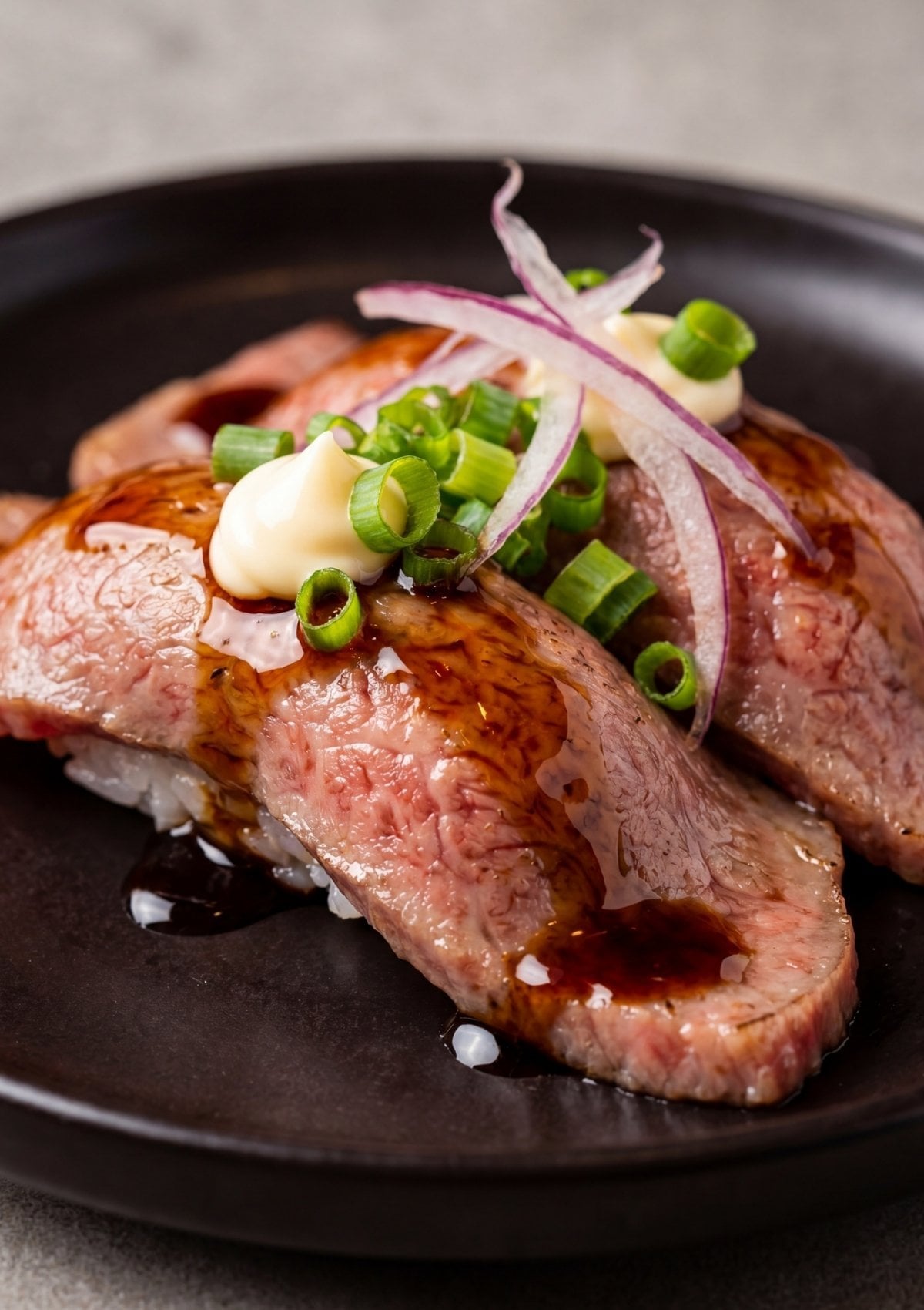 gourmet wagyu beef sushi with sauce and toppings easy wagyu beef sushi recipe at home