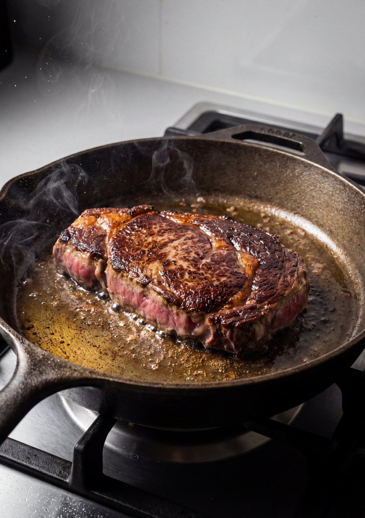 wagyu beef steak cooking in pan for easy wagyu beef sushi recipe preparation
