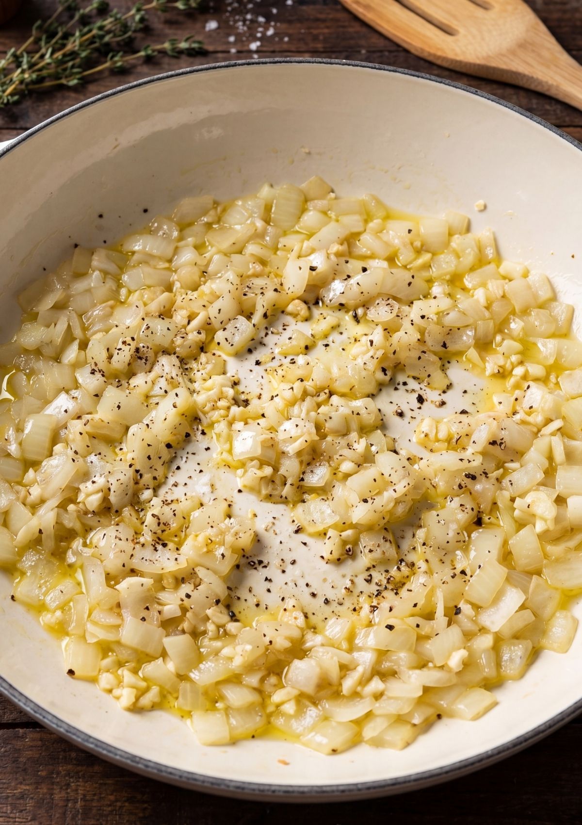 onions and garlic sautéing in butter for one pot cowboy spaghetti easy skillet dinner