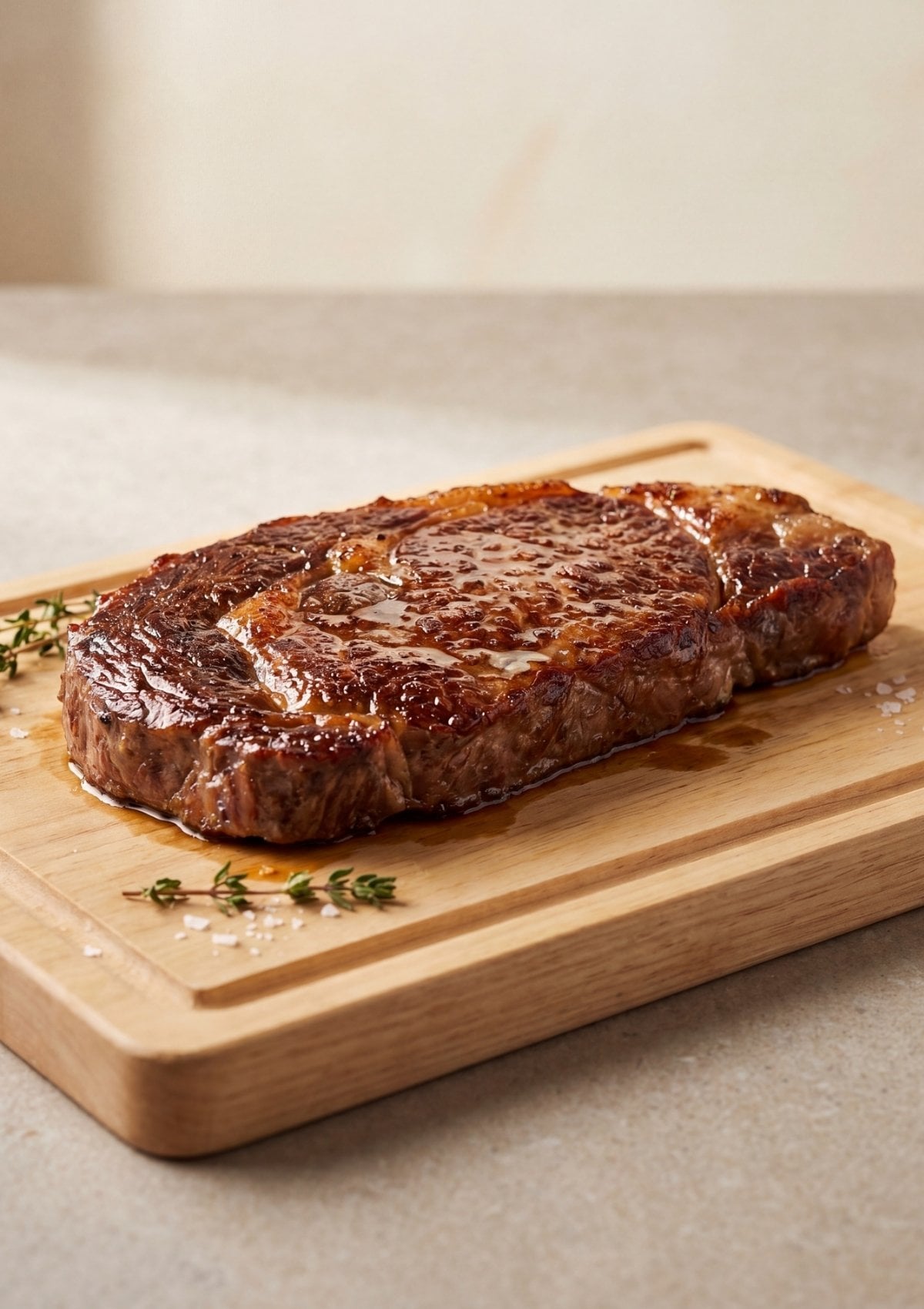 Japanese A5 wagyu beef recipe cooked steak resting on cutting board juicy and ready to slice gourmet beef