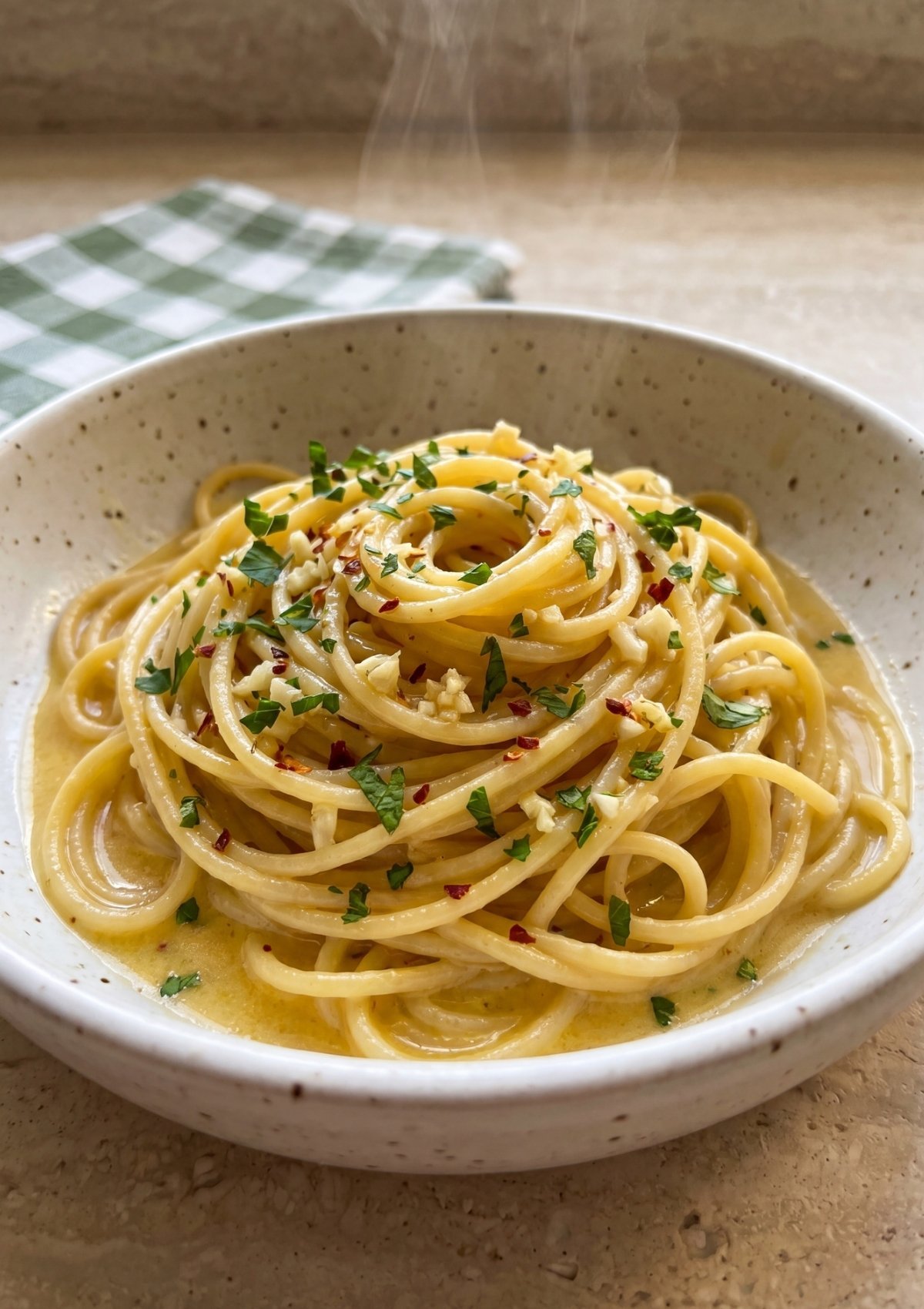 hot cowboy butter spaghetti with garlic butter sauce and fresh parsley simple comfort food