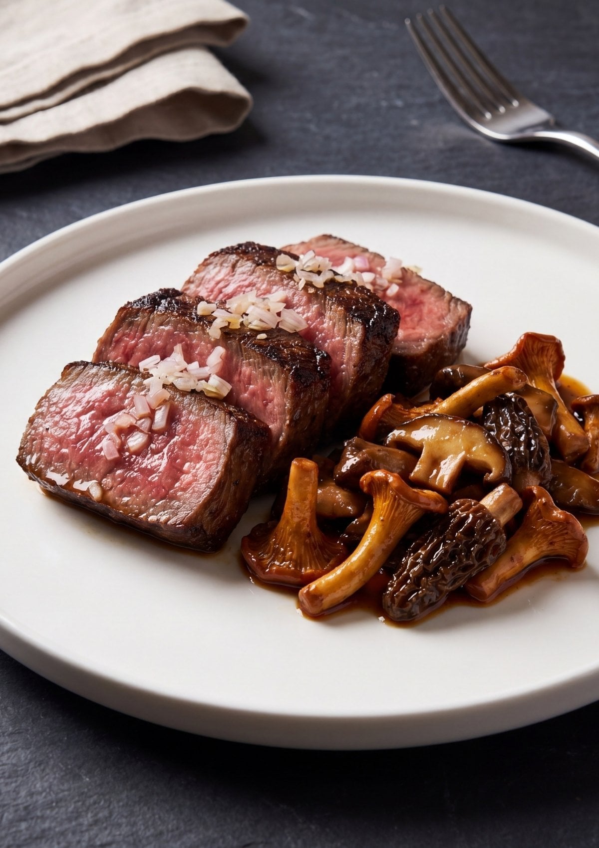 wagyu steak cooked with wagyu beef tallow recipe served with mushrooms rich gourmet meal
