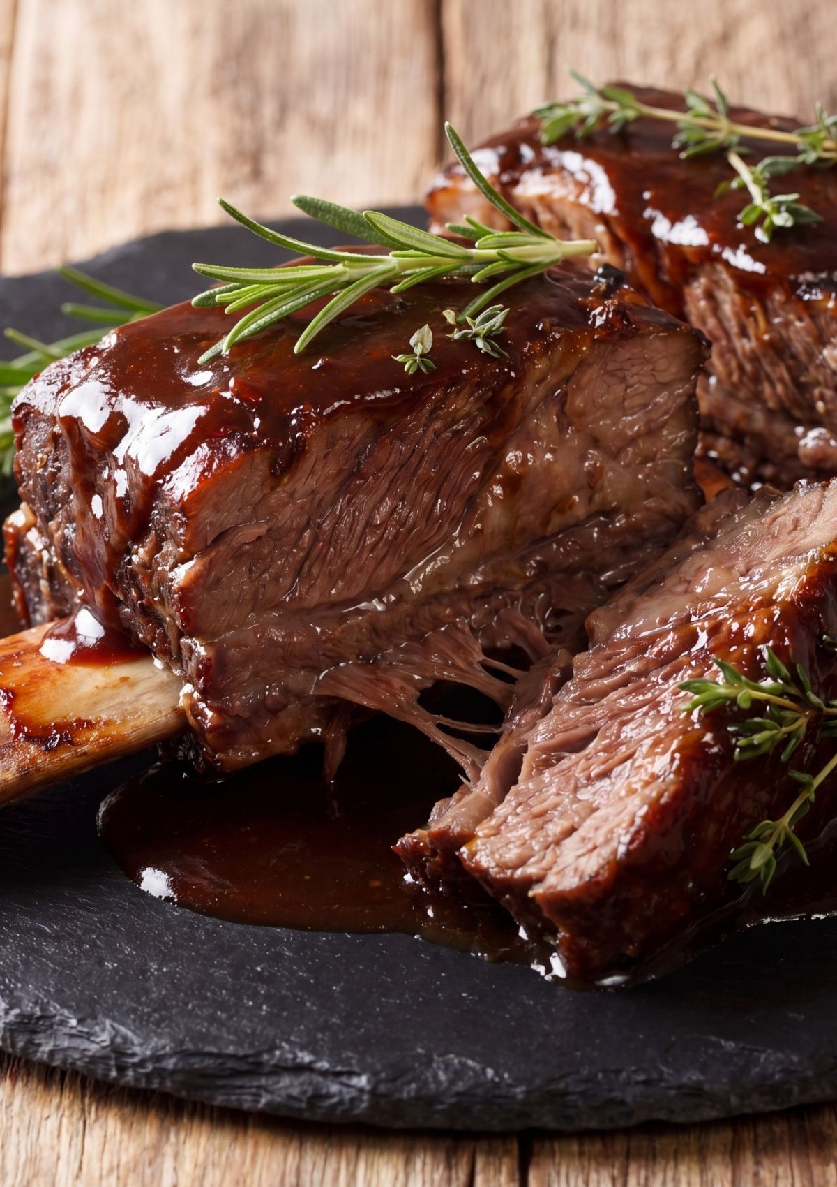 tender braised wagyu beef short ribs with glossy sauce and herbs slow cooked perfection