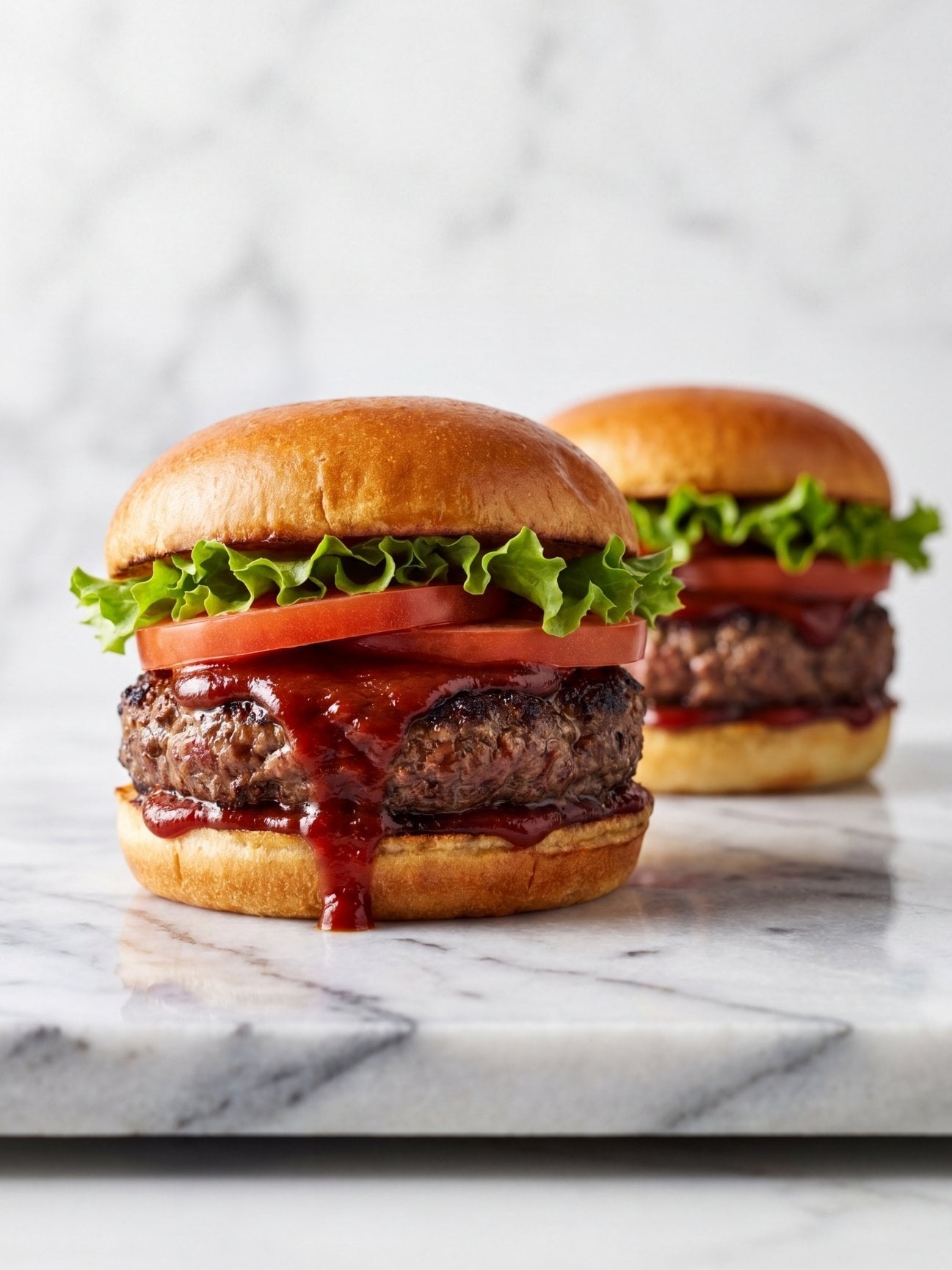 juicy wagyu beef burger patties recipe finished burgers with glossy buns and rich sauce