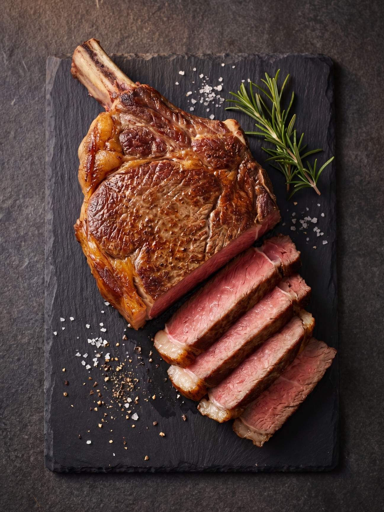 wagyu beef tomahawk steak recipe cooked steak sliced medium rare juicy texture