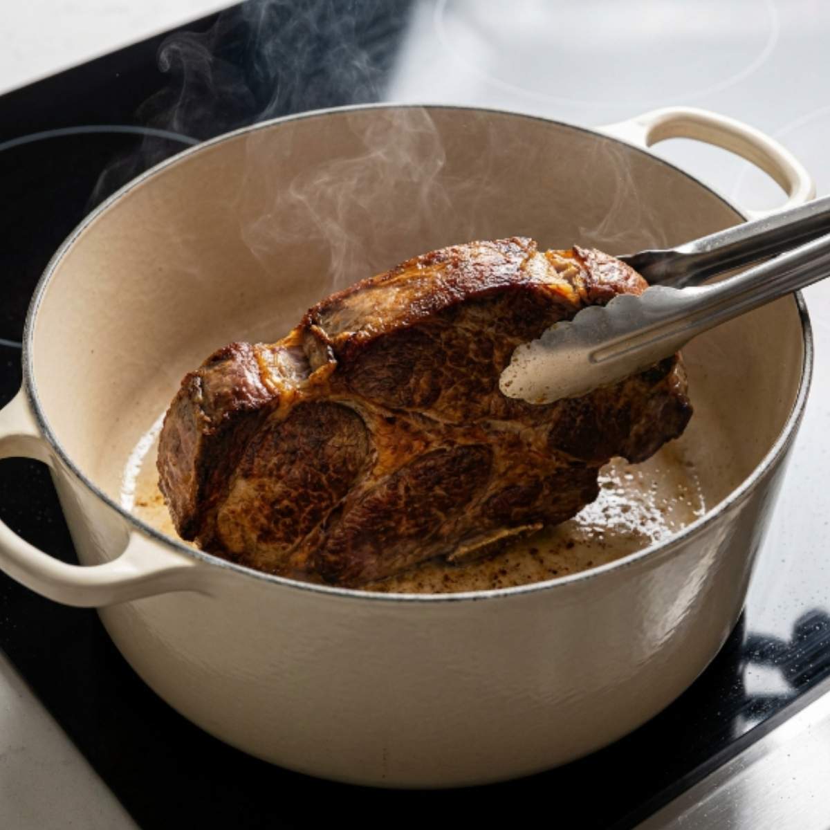 searing-a-large-chuck-roast-with-tongs-in-a-hot-dutch-oven-on-the-stovetop